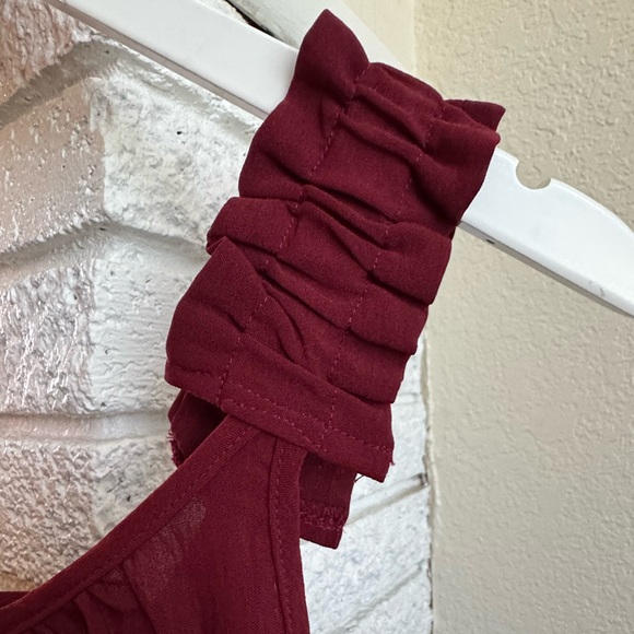 NWOT Wide-Leg Burgundy Jumpsuit - Picture 2 of 6